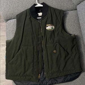 Vintage Carhartt V17 Quilted Vest Zip Front Mens XL Union Made USA Jacket Olive